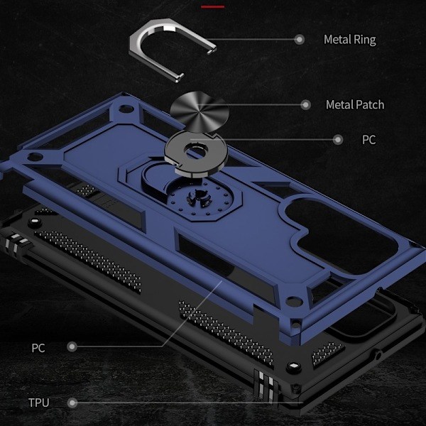 Samsung Galaxy S22 Ultra Cover Hybrid Ring Blå