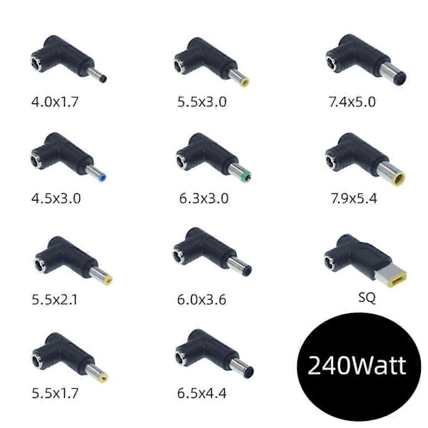 1 stk. 5,5x2,5 mm Hun Jack til Han Stik 90 Grader DC Strømstik Adapter 5,5*2,1 mm