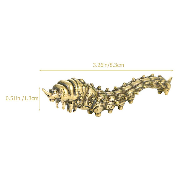 Messing Larve Ornament Hjem Skrivebord Dekorasjon Liten Messing Larve Pynt