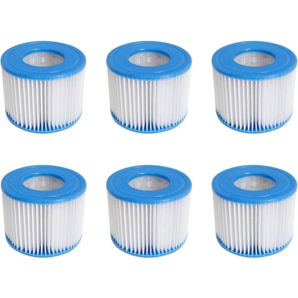 Filterpatron for boblebad størrelse VI for Bestway, Lay-Z-Spa, Coleman SaluSpa 90352E 58323, 6-pakning