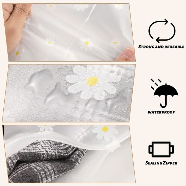 10 stk. genanvendelige Ziplock-poser, 40 x 28 cm store plastikposer til hospital, rejseopbevaring af tøj, gennemsigtige forseglingsposer, vandtæt arr...