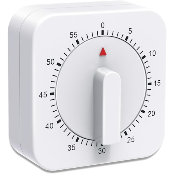 Kjøkken Timer, 60 Minutter/1 Time Nedtelling Alarm Påminnelse Egg Timere Hvit Kvadrat Inntrekkbar Mekanisk Timer for Baking Koking Eggkoker Lærer
