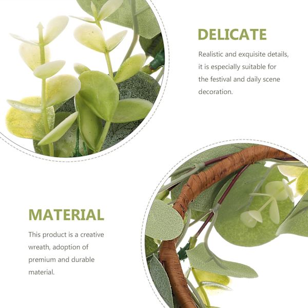 2 st Sommar Kransar Dörrkrans Servettringar Rustik Eukalyptus Ljusring Kransar Konstgjorda Gröna Blad Eukalyptus Krans