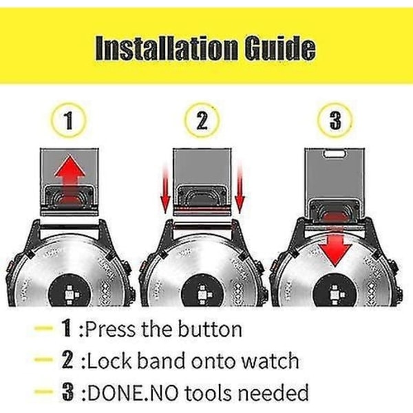 Silikonearmbånd til ur Fenix 5x 26 mm bredde Kompatibel med Fenix 5x/Fenix 5x Plus/Fenix 6x Pro (Farve: Sort)