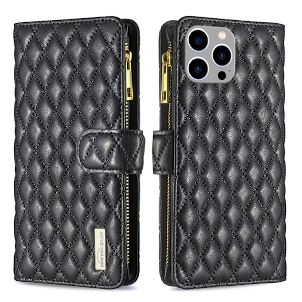 iPhone 15 Pro Max Etui Diamant Multifunktionel Sort