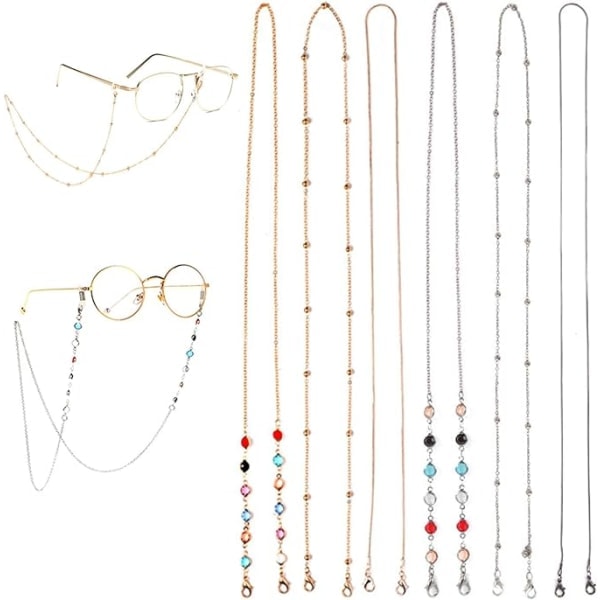 Women's Eyeglass Chain 6 Pcs, Glasses Chain, Mask Chain, Elegant Eyeglass Holder Retainer, Spectacles Cord, Multiple Colors