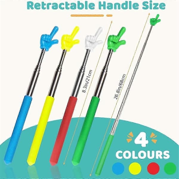 4 Pcs Teacher Pointer Telescopic Hand Pointer Extendable Pointer Finger Reading Aid for Preschool