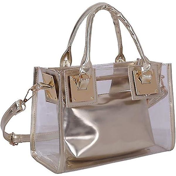 2 st Kvinnors Transparent Jelly Tote Strand Crossbody Transparent Crossbody Axelväska Tote Bag