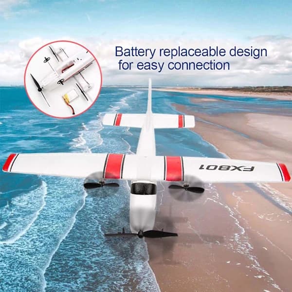 {PL}FX801 Flygplan 2.4GHz 2CH RC Flygplan Flygleksaker för barn pojkar 3 batterier
