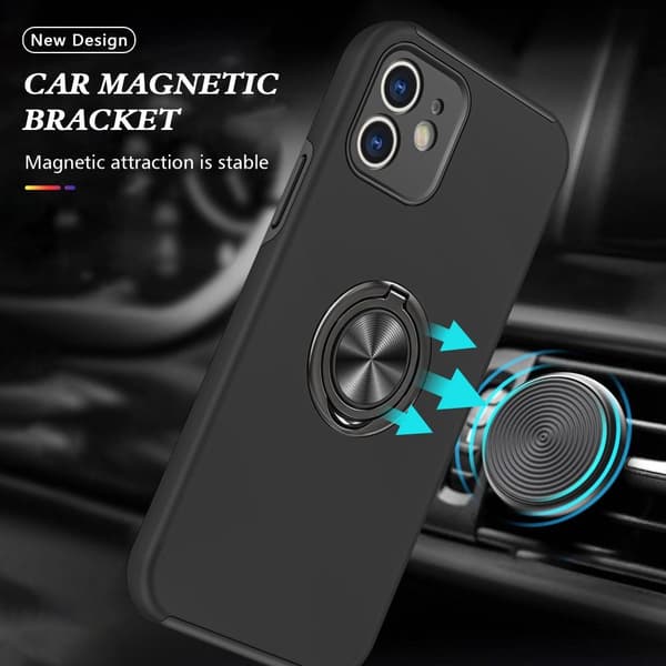 iPhone 12 Hybrid Case with Finger Ring - Black