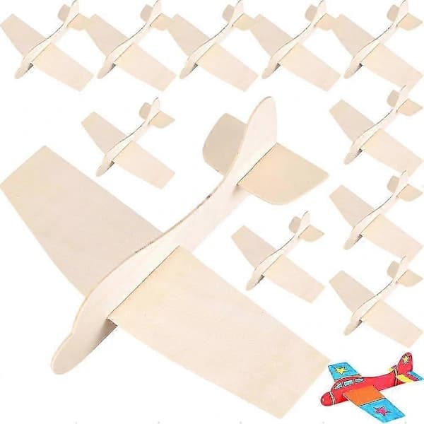 {PL}12 st DIY Träflygplansmodell-kit för barn - Måla & Montera Leksaksflygplan (18,5x14,5cm)