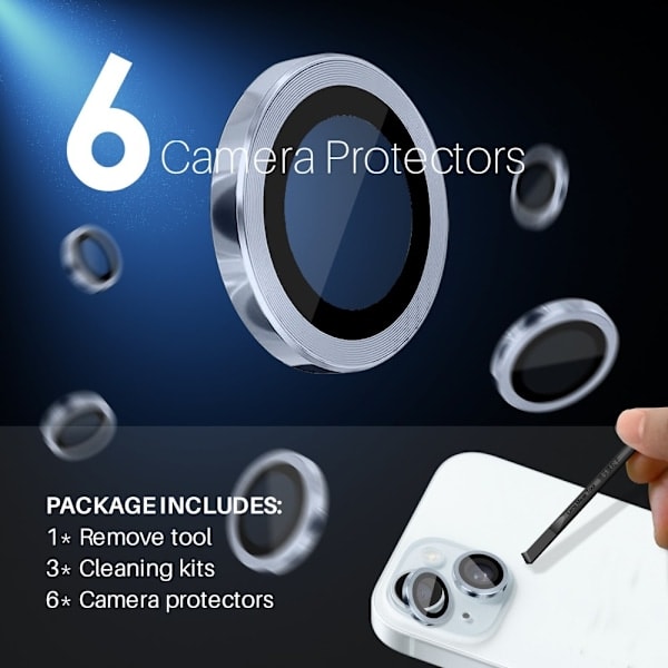NORTHJO iPhone 15/15 Plus/14/14 Plus Linsebeskyttelse 3-PACK Blå
