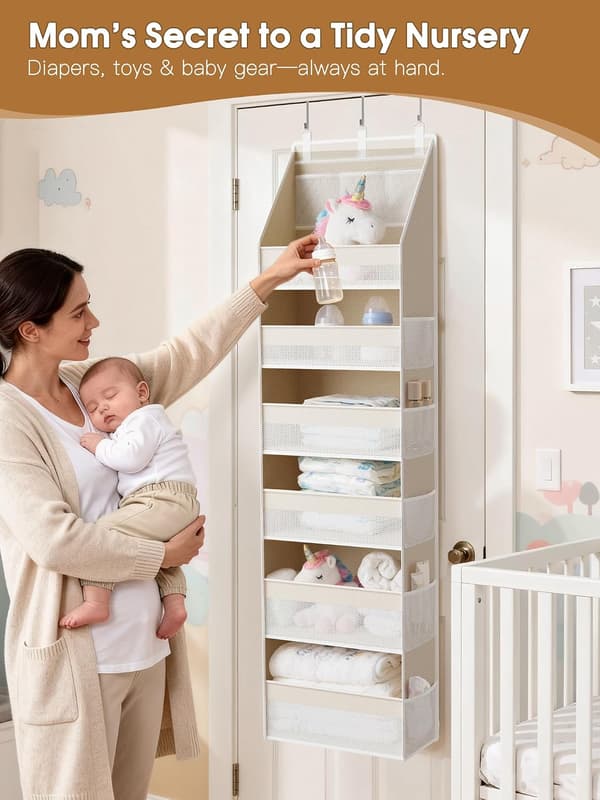 Hængende Dør Organizer - 6 Rum - 13 Netrum - Beige