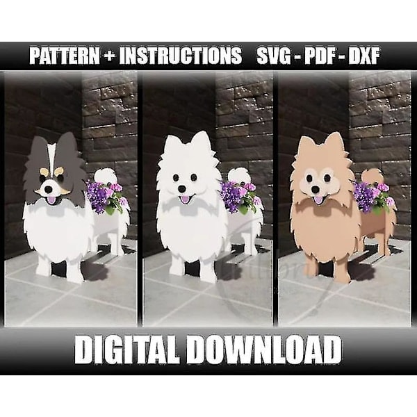 Pomeranian-koiran kukkaruukku lemmikkikoiran kukkaruukku ihana lemmikkikasvien puutarhakoriste