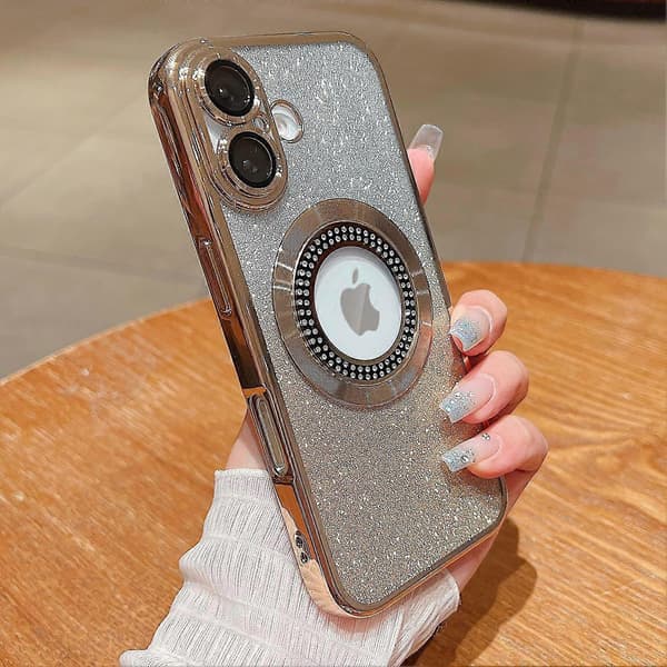 Misscase for iPhone 16 Magnetic Glitter Case Compatible with MagSafe, Full Protection Slim Shockproof Anti-Scratch Case with Camera Lens Protector