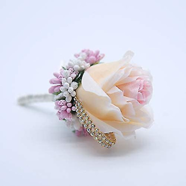 2 stk. Bryllupsboutonniere Kunstig Blomst Brudgom Forlover Corsage Rose Silkedress For Bryllup Ball Hjemkomst Champagne