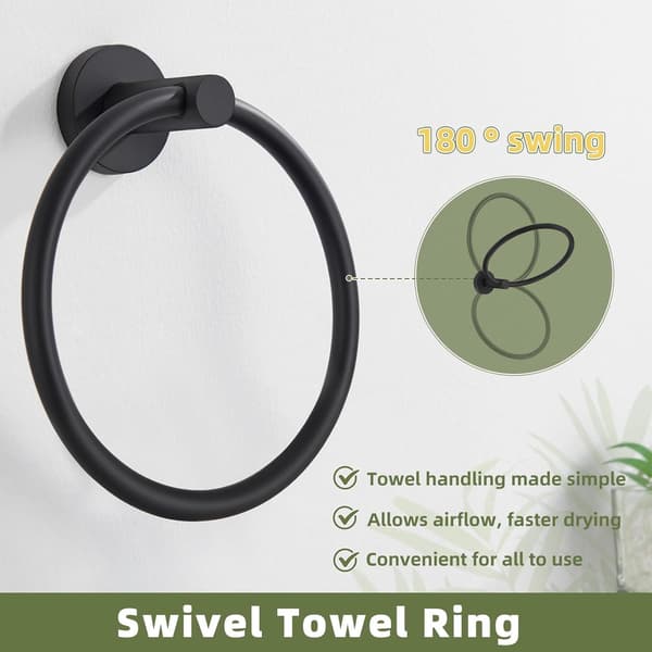 Håndklædering, rustfrit stål, sort, ringdiameter 16,5 cm, base 5 cm, afstand til væg 7,5 cm, 1 stk.