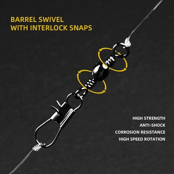 Fishing Barrel Swivel med Säkerhetssnap Interlock Snaps Hög