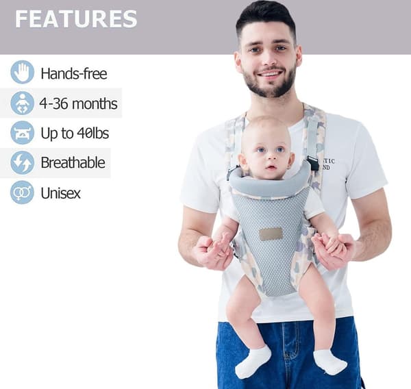 Bæresele, 4-i-1, Håndfri Ergonomisk, for Nyfødt til 3-20KG 3-36 Måneder, Stil B
