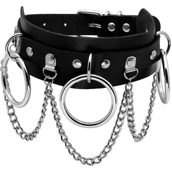 Läder Choker Halsband för kvinnor, Svart Pu Läder Choker Halsband