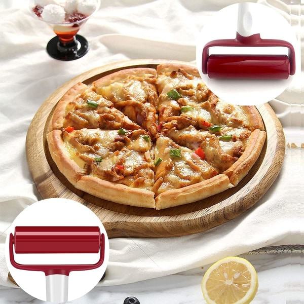 Plastik rullekæde, non-stick pizza bagekæde, håndholdt konditorpizza tærtekæde, hjemmekøkken tilbehør rød
