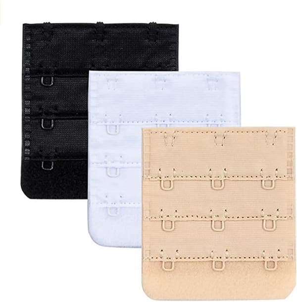 3-pack BH-förlängare - 3-hakar - Svart, Vit & Beige