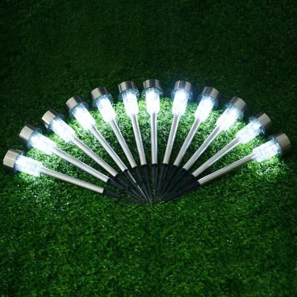 8x Solcellelamper for hage - LED Sølv
