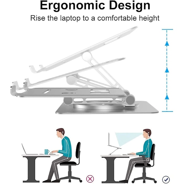 Laptopställ i Aluminiumlegering, Rotationsfäste med 360° Rotation