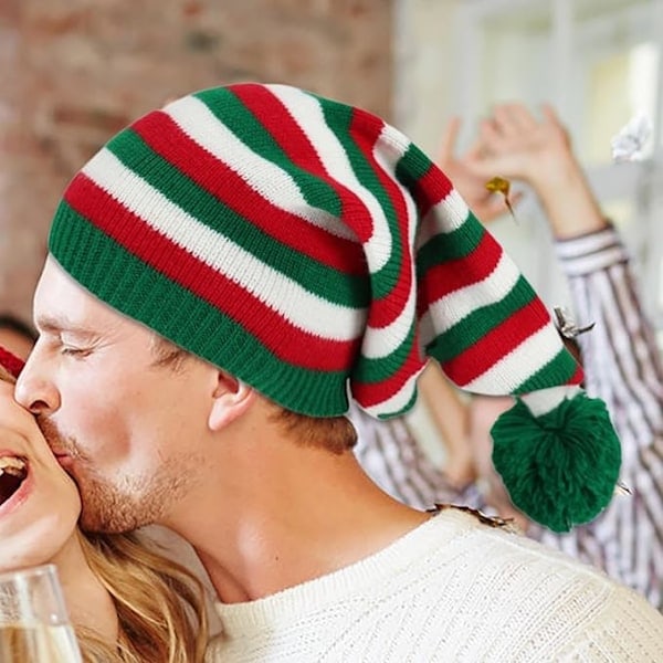 Söt Beaniehatt, Vintermössa - Varm, Stretchig Julhatt - Festliga Mössor, Unisex Jultomtemössa för Julafton, Sammankomster, Vardagsbruk
