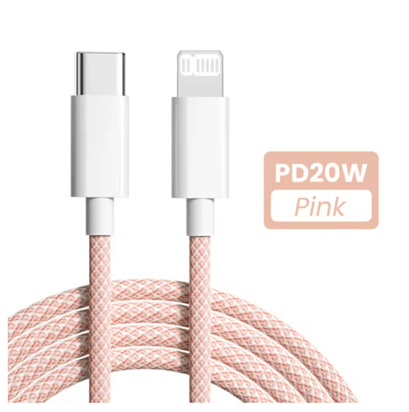 20W USB-C PD-kabel för iPhone 14 13 12 11 Pro Max Xs 8 Plus iPad 3A Datakabel för iPhone Typ-C Datakabel rosa
