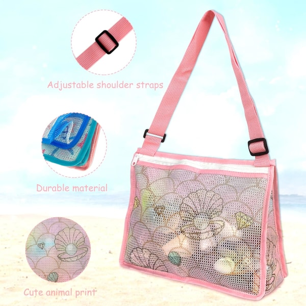 Mesh Beach Bags And Totes, Beach Shell Toy Collection Bag med Ad