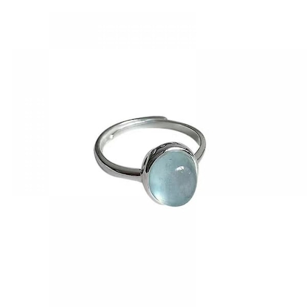 Havssafirring, S925 Sterlingsilver Havssafir Is-spricka Öppningsring