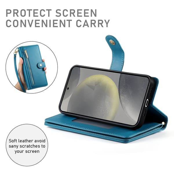 Samsung Galaxy S25 Etui Multifunktionelt Læder Blå