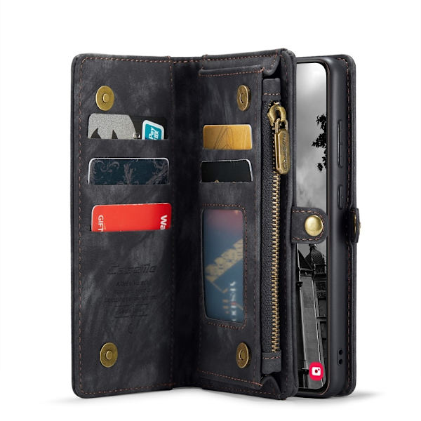 CASEME Galaxy S25 2-i-1 Etui Multifunktionelt Sort