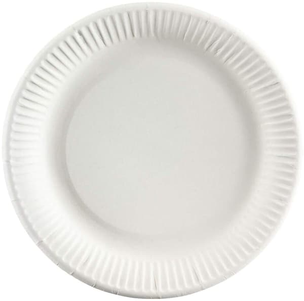200 papirtallerkener runde 23 cm hvitbelagte