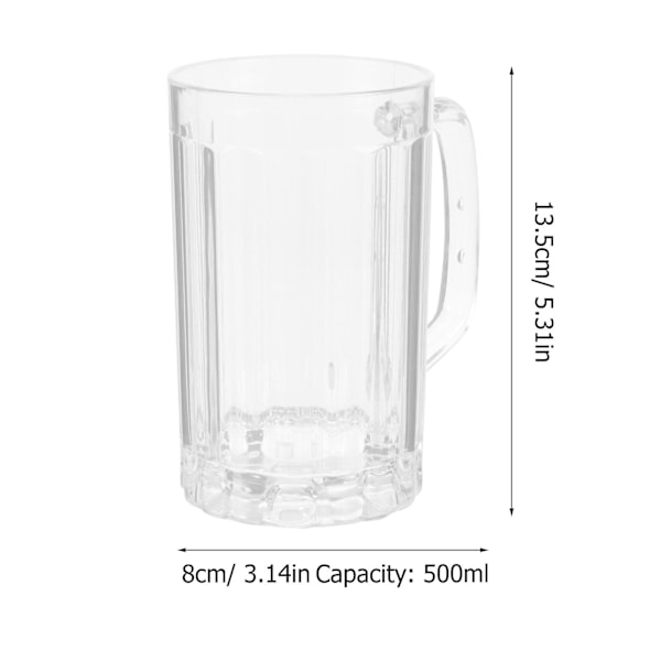 2 st 500 ml Transparenta Ölkoppar i Plast, Dryckesglas, Saftglas, Hushållsvattenglas