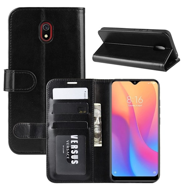 Xiaomi Redmi 8A - Crazy Horse Pung Etui - Sort Sort