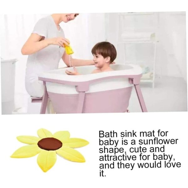 Babybadstöd blomma kudde dyna hopfällbar badkarsmatta solros snabbtorkande halkfri säkerhetskudde