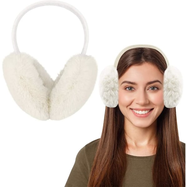 Vikbara plyschhörselkåpor Vita öronkåpor med vattentät väska Kvinnor öronkåpor