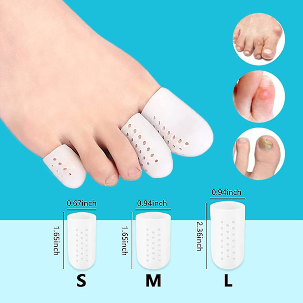 Gel Toe Protector Cap 12 st Breathable Bunjon Pads Silikon Toe Covers För Skydd Av Inväxta Naglar, Hårdhud, Förhårdnader och Blåsor