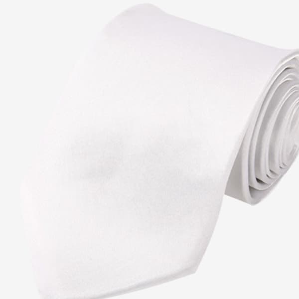 Klassisk slips for menn, hvit, 8 cm