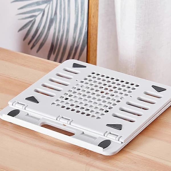 {PL}Justerbart laptopstativ 360° roterbart notebookholder bærbart sammenleggbart stativ med telefonholder for 11-17” bærbare datamaskiner Hvit