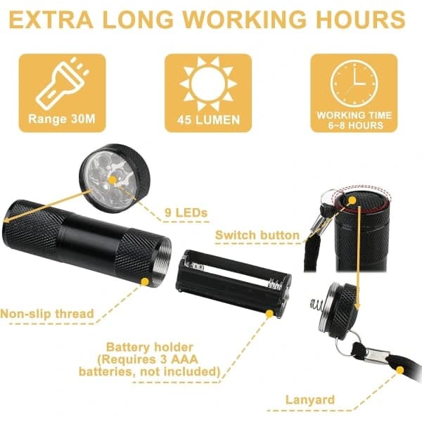 Mini taskulamppu - 8 kpl LED-taskulamppu lastenjuhliin