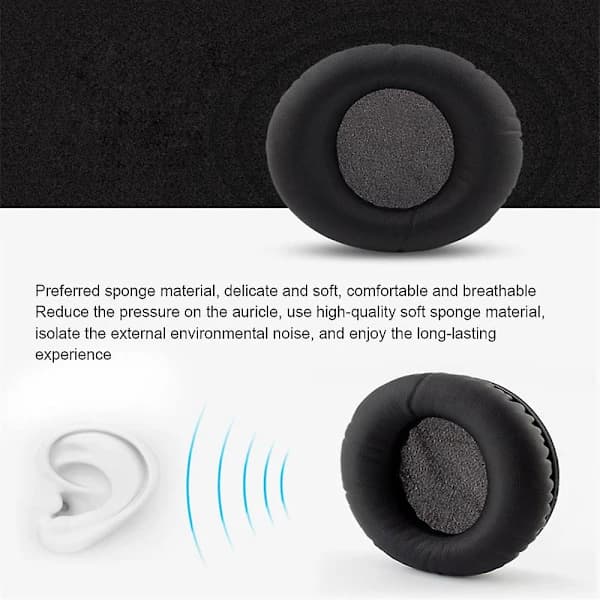 {PL}Udskiftningsørepropper til Audio Technica ATH-ANC7 ANC9 ANC27 ANC29 ANC70 Hovedtelefoner Svampepropper Ørepuder Universal Bløde 2 stk. Sort
