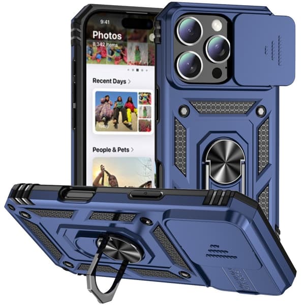 iPhone 16 Pro Deksel CamShield Ring Hybrid Blå