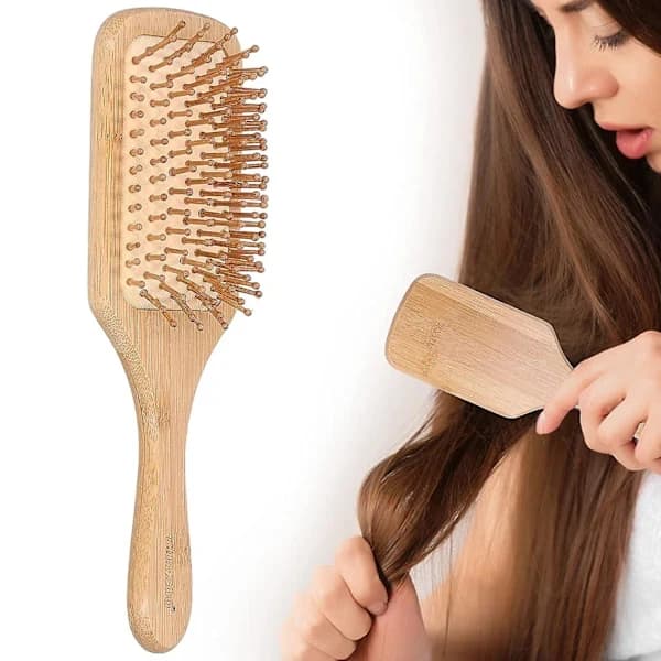 {PL} Hårborste, Bambu Hårborste Kam Hårbottenmassage Hårvårdande Hårborste Massagekam