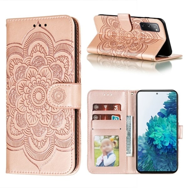 Samsung Galaxy S20 FE - Mandala Læder Etui - Rosaguld Rosaguld Rosaguld