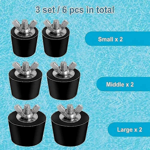 6-pack 3 Storlekar Pool Vinterförslutningsplugg För Poolhål, Expansionspluggar För Ovanjordspoolskimmer【PL】