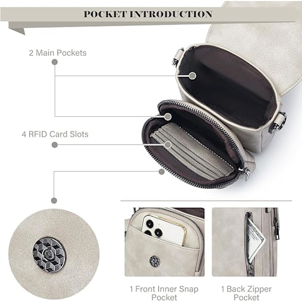 Lille Crossbody Taske, Mobiltelefon Crossbody Taske, Mobiltelefon Taske med Touchskærm, Kunstlæder Crossbody Taske med Rem og Transparent Skærm