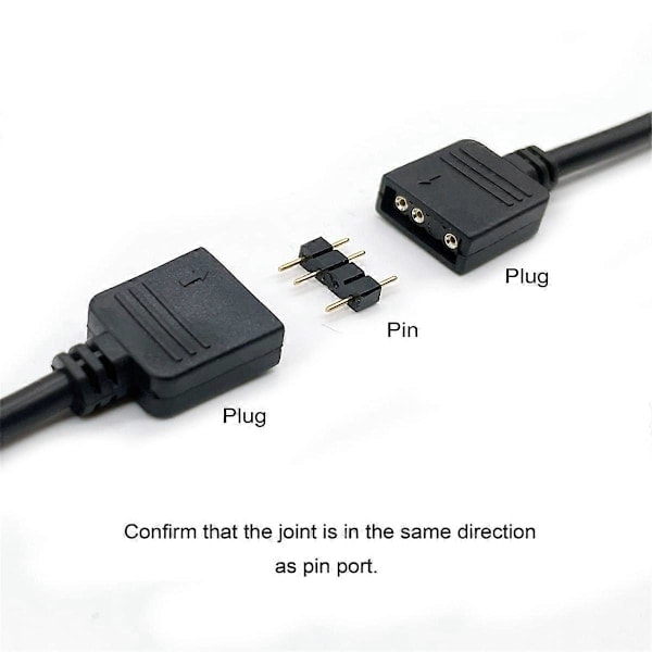 2 stk. ARGB Splitterkabel, 1-til-4 Hun til Hun 5V 3-Pin Adresserbar RGB Splitter Forlængerkabel ARGB LED Synk Kabel